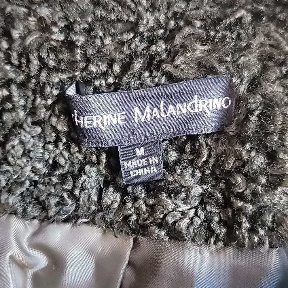 Catherine Malandrino faux fur teddy jacket dark emerald green Women's Size M